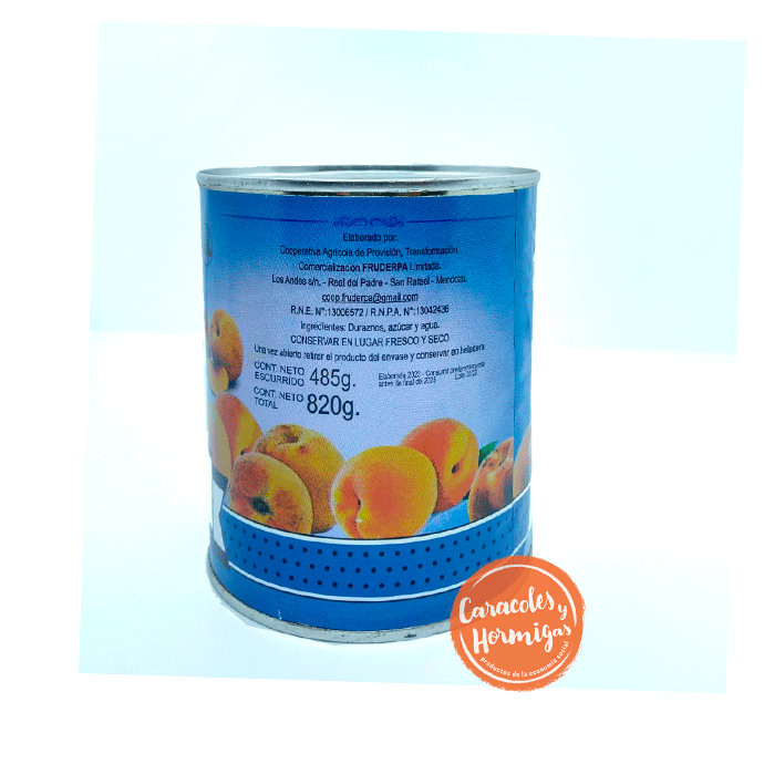 Duraznos al natural en latas&quot;Cuyo Natural&quot; 820gr