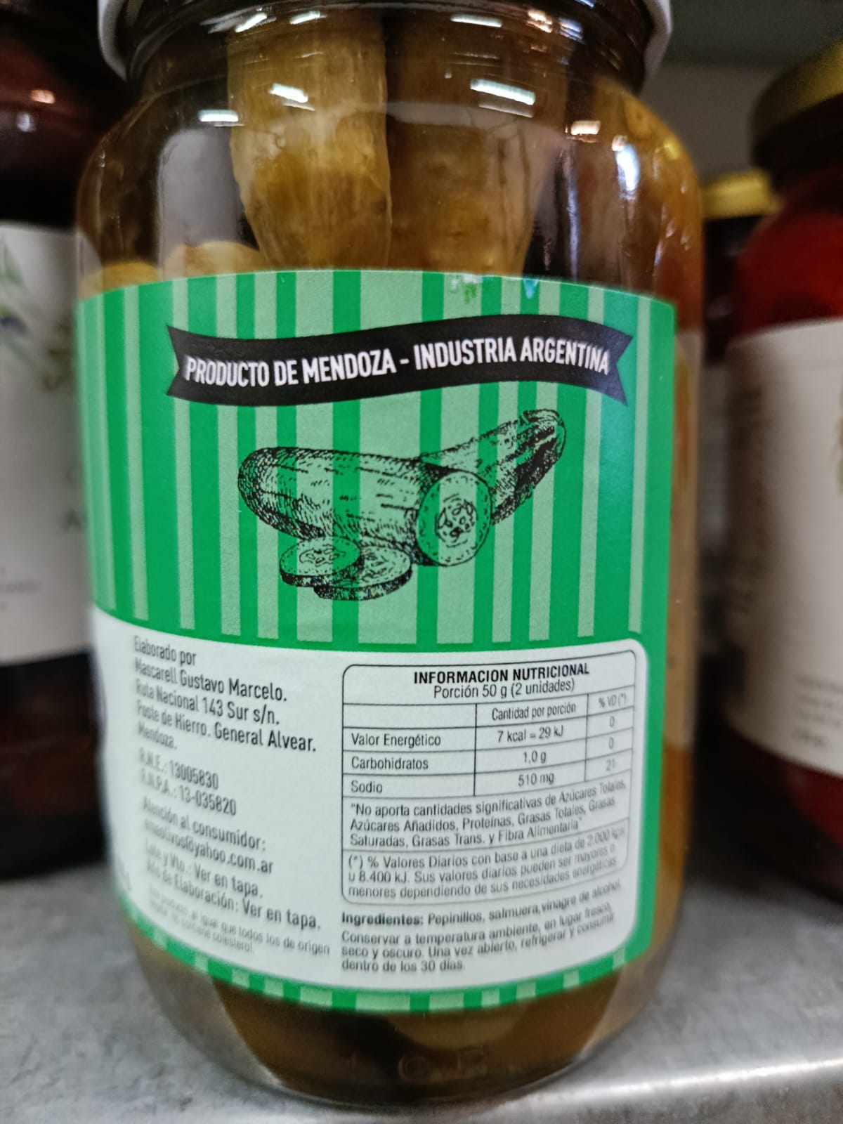 Pepinillos en salmuera y vinagre "Eme Olivos" 250g