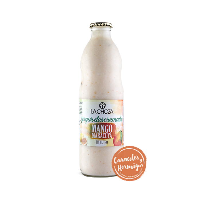Yogur Mango-Maracuyá Descremado &quot;La Choza&quot; botella retornable 1L