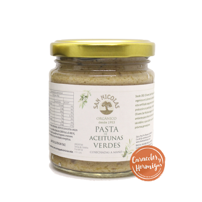 Pasta de Aceitunas Verdes orgánicas "San Nicolas" 170g