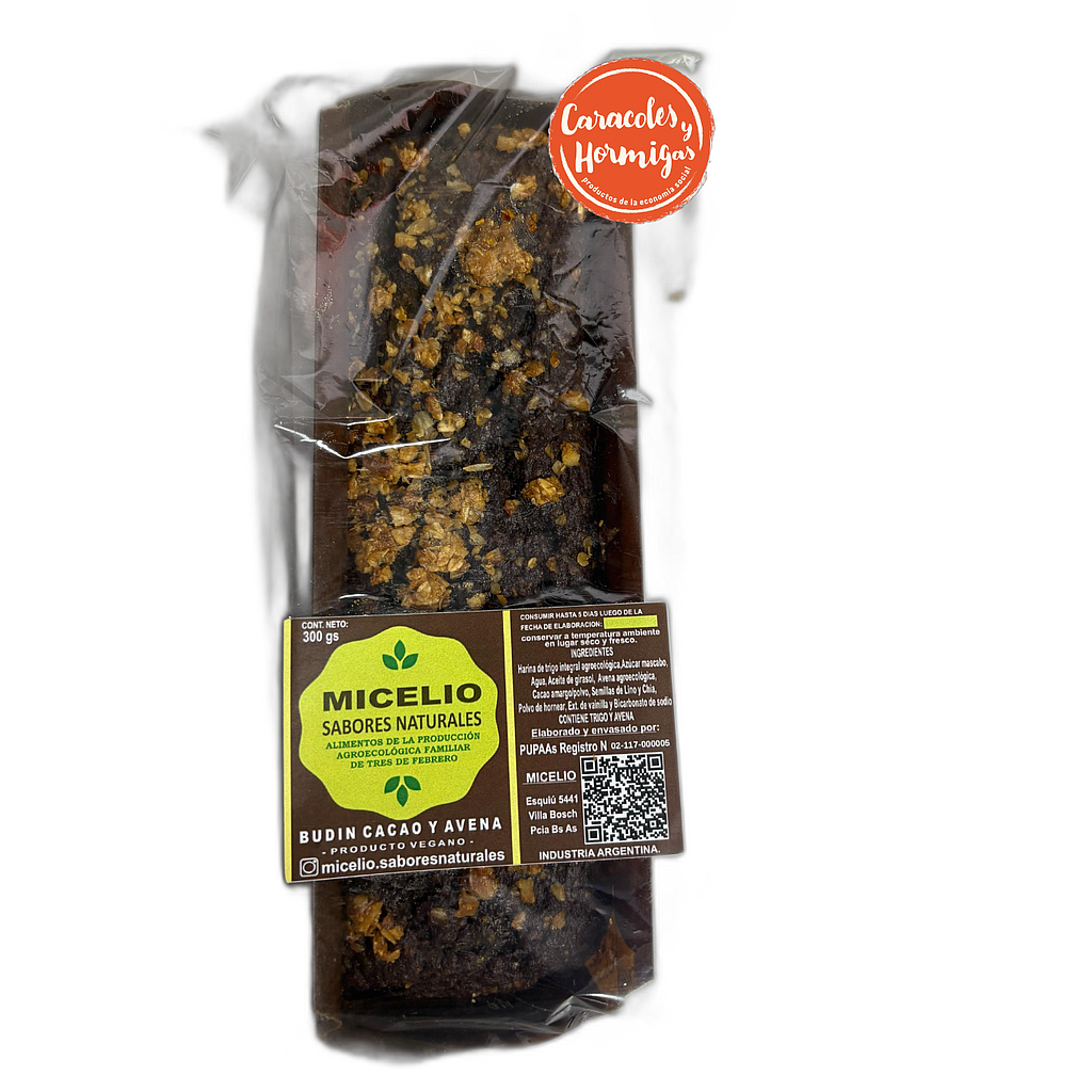 Budin de Cacao y Avena 350grs &quot;Micelio&quot;