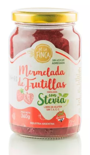 Mermelada de Frutilla endulzada con Stevia &quot;De la Finca&quot; 360g