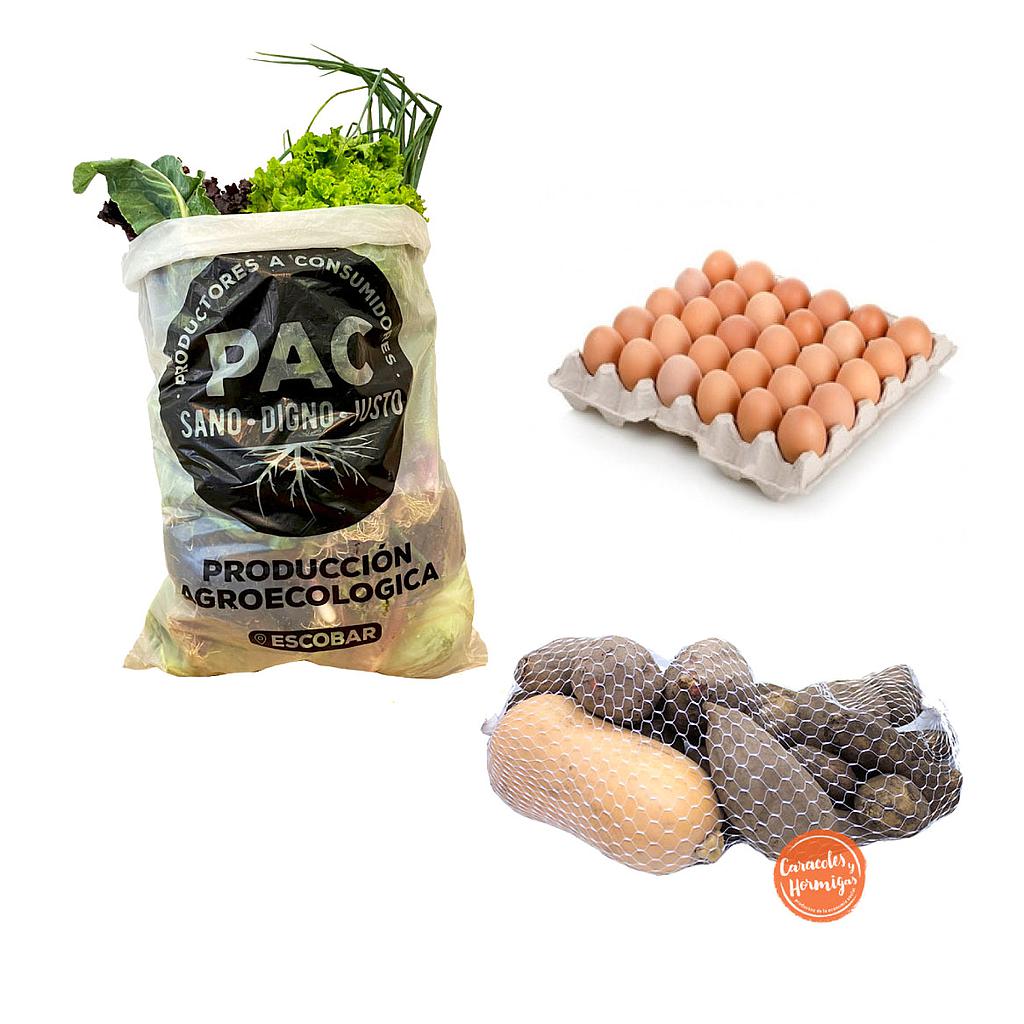 Agrocombo: Bolson de Estacion Agroecológico 5K + Bolson de Pesadas 3K + Maple de Huevos