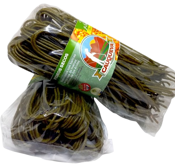 Fideos Maiz Amarillo y Espinaca "Cauqueva" x 300g
