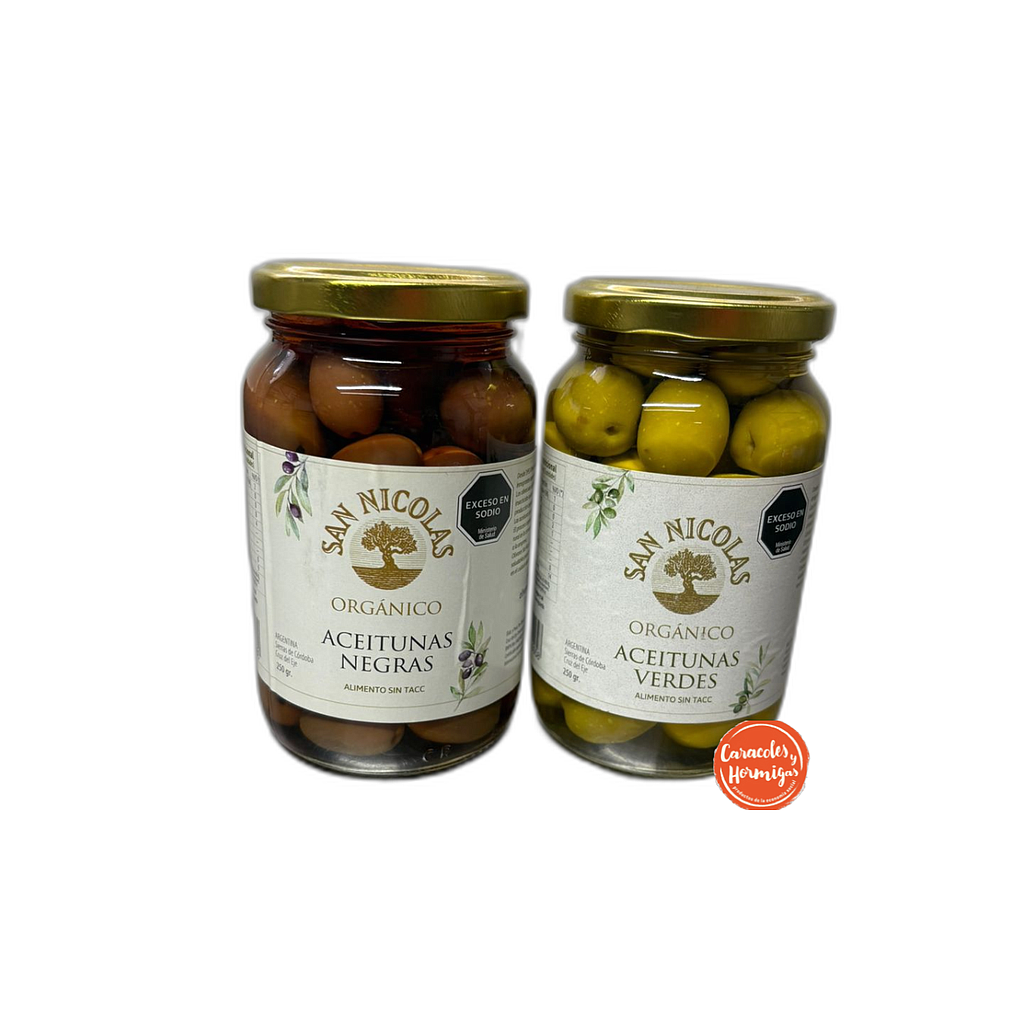 Aceitunas Verdes y Negras orgánicas &quot;San Nicolas&quot; 250g X2