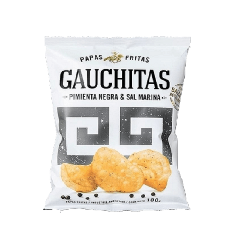 Papas Fritas con Pimienta Negra y Sal Marina "Gauchitas" 80 grs