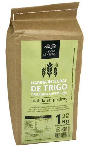 Harina de Trigo integral organica MOLIENDA SUPERFINA "Fincas el Paraiso" 1K