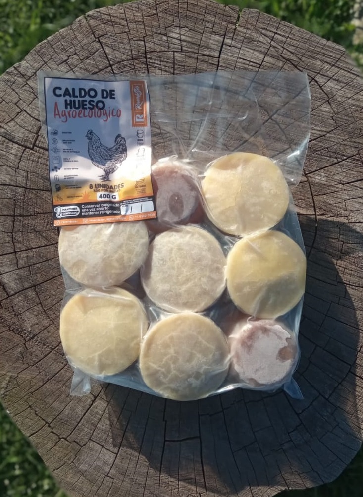 Caldo de Hueso de pollo de pastoreo agroecologico x 8 und. de 50g (total 400g)